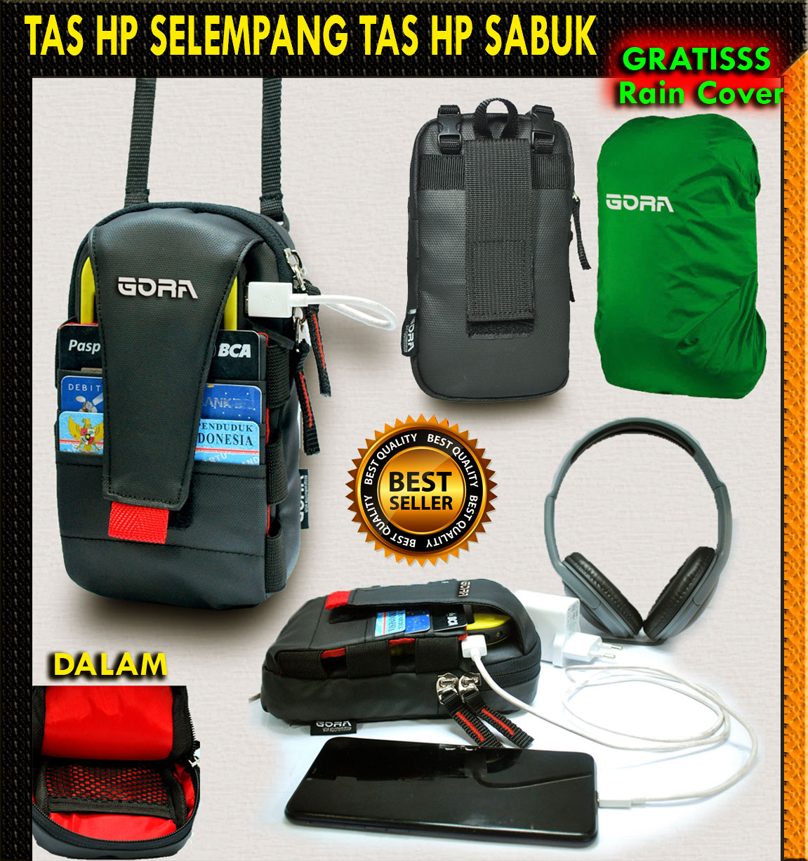 TAS HP PRIA MURAH / TAS HP SELEMPANG FREE RAINCOVER tas hp pria / tas hp selempang free raincover