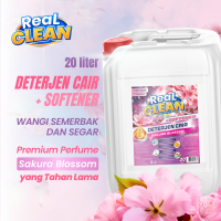 Real Clean Detergent Plus Softener Cair Sakura Blossom - Deterjen Cair Laundry Liquid Konsentrat