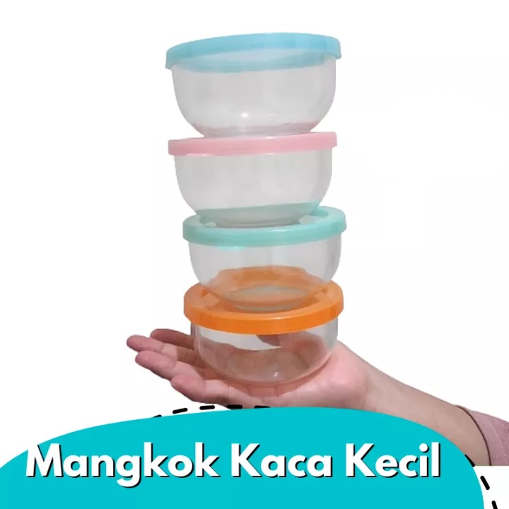 Wadah Makanan Kaca Dengan Penutup 1 PCS- Tempat Penyimpanan MPASI Bayi Beling Tutup Plastik