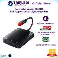 TRIPLEDI Audio Converter Lightning to Dual Jack 3.5mm Aux TD5102 Aluminium Alloy Hi-Res 32Bit 384KHz Volume Control Splitter Cable Adapter Charging For Live iPhone iPad Sound Card Noise Reduction Mic