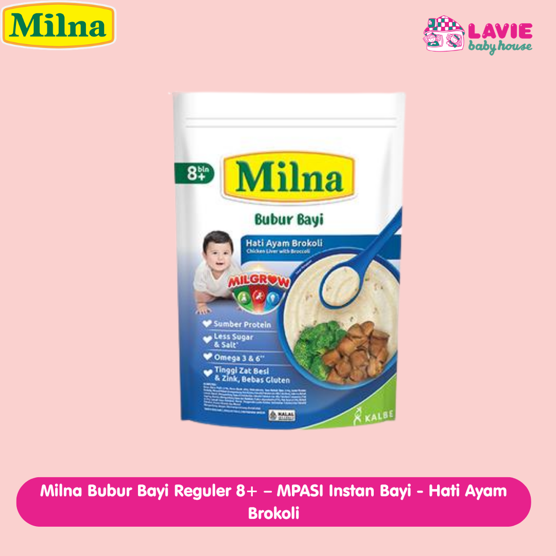 Milna Bubur Bayi Reguler 8+ – MPASI Instan Bayi | Bergizi & Praktis | Mudah Disajikan - Lavie Baby House