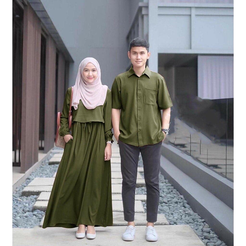 Baju Muslim Modern R&M COUPLE IK Bahan TOYOBO DAPAT GAMIS DAN KEMEJA Baju Couple Pasangan Suami Istri Couple Pasangan Remaja Baju Couple Kondangan BEST SELLER