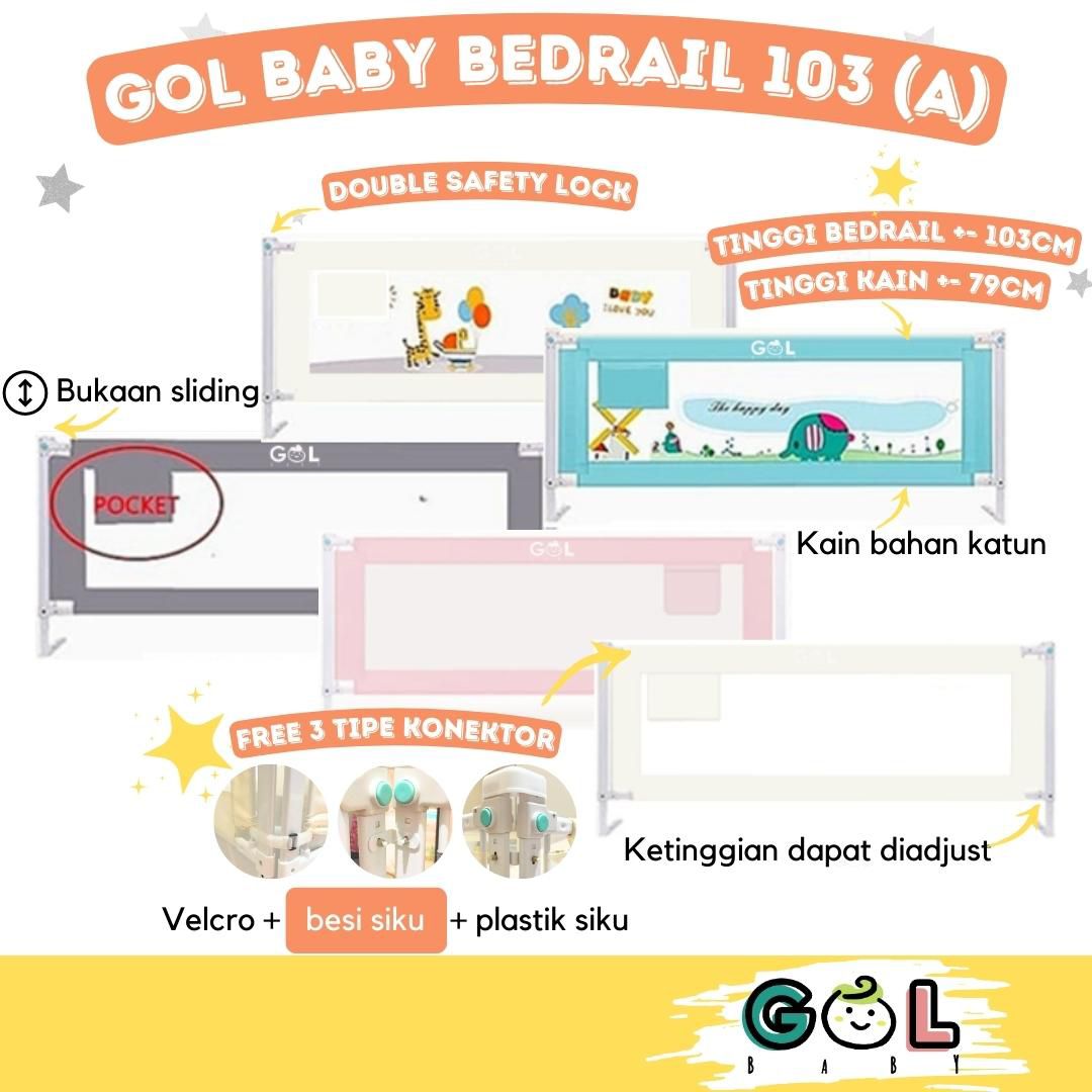 GOL Baby Bedrail Pembatas Pengaman Pagar Kasur Ranjang Tidur Bayi Anak Bed Rail Fence Safety Guard