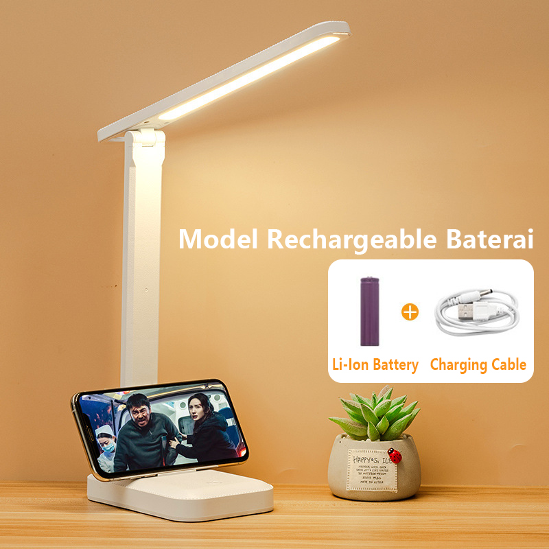 lampu belajar lampu meja Led Lampu Meja Kerja Led Lampu Kerja Touch Scren Led Desk Lamp 3 Color Stepless Dimmable Touch Foldable Table Lamp Bedside Reading Eye Protection Night Light USB Chargeable