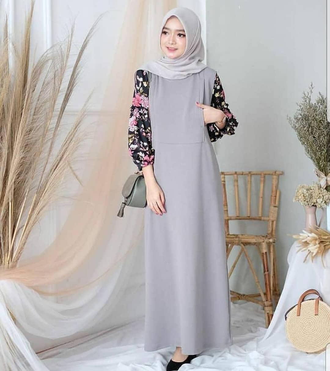 Baju Muslim Modern HUZRA DRESS Bahan MOSSCRAPE MIX MONALISA Gamis Wanita Terbaru 2020 Modern Remaja Gamis Wanita Gamis Wanita Murah Simple