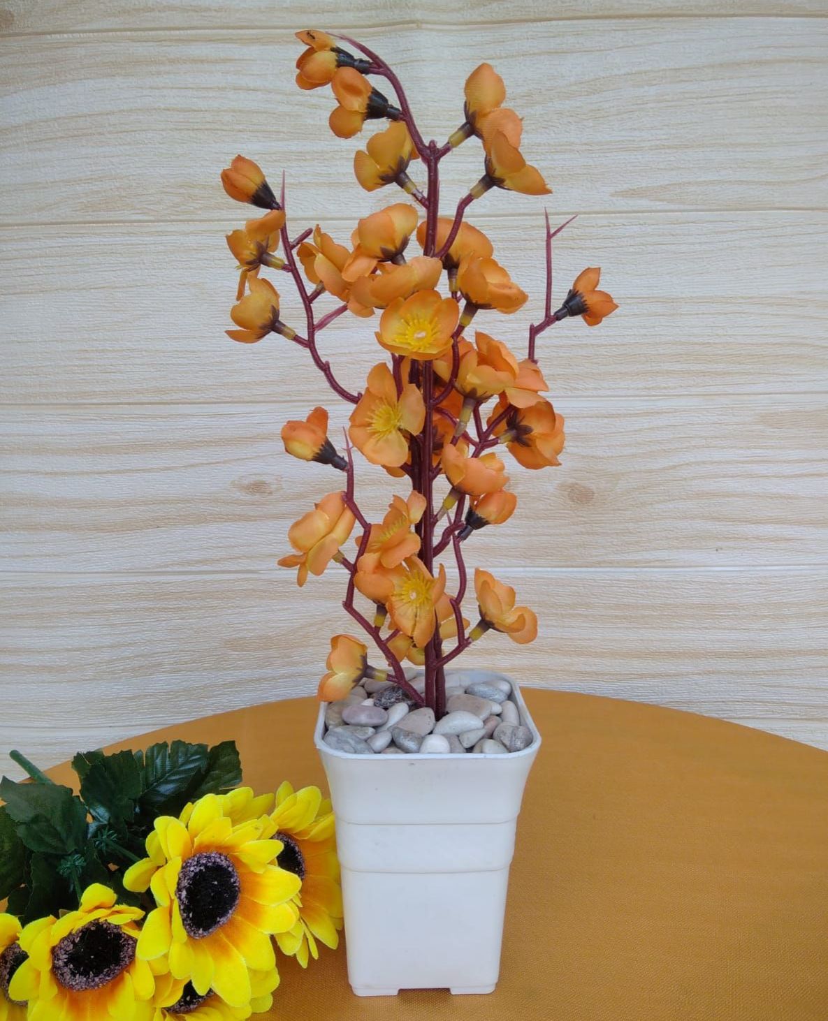 BS 1311 POT PLASTIK + BUNGA SAKURA ARTIFICIAL HIASAN DEKORASI RUMAH