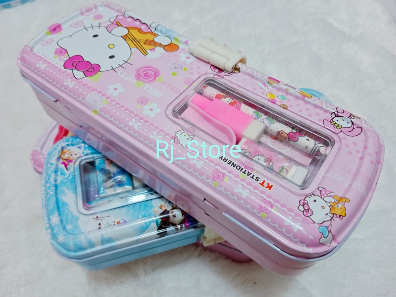 (PROMO) Kotak Pensil kaleng 3 Tingkat Isi Alat Tulis/ Motif Karakter Lucu