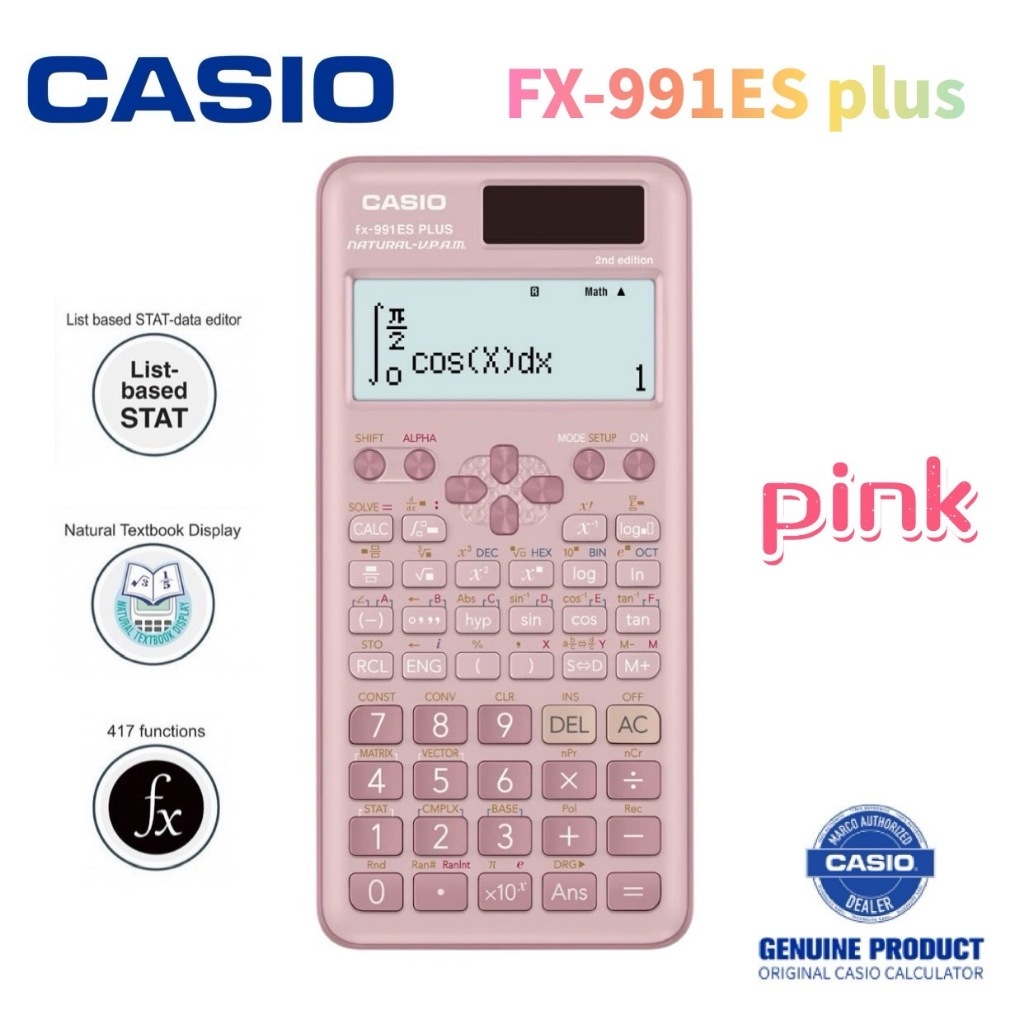 READY STOCK Kalkulator Ilmiah CASIO FX-991ES PLUS 2nd Edition 417 Fungsi Dual Power Solar & Baterai--