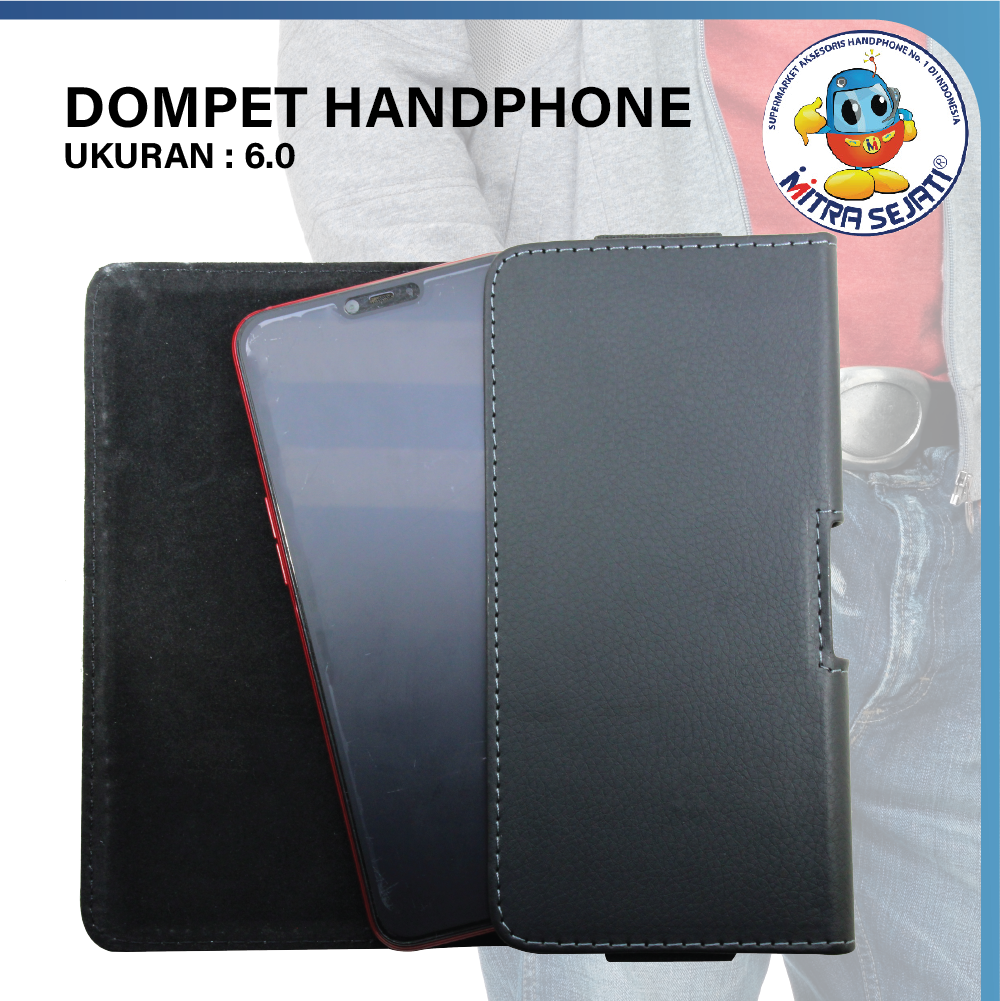 Dompet Handphone Pria Kulit Tidur Dompet Pinggang Universal 6.0-ALCUNI60KCMH