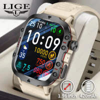 LIGE Jam Tangan Pintar Olahraga Pria Tahan Air Panggilan Bluetooth Pemantauan Kesehatan 100+ Jam Tangan Pintar Pria Olahraga + Kotak