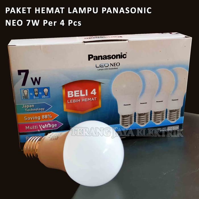 PAKET 4 Pcs LAMPU LED NEO 7 Watt PUTIH PANASONIC paket 4 pcs lampu led neo 7 watt putih panasonic