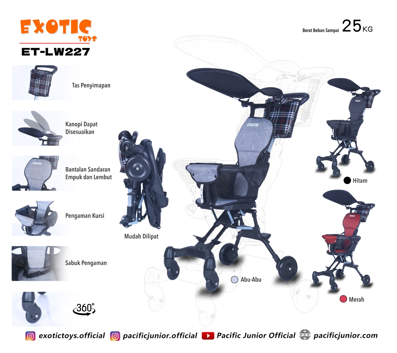 Magic Stroller Kursi Dorong Anak Bayi Exotic ET-LW 227 Cabin Size