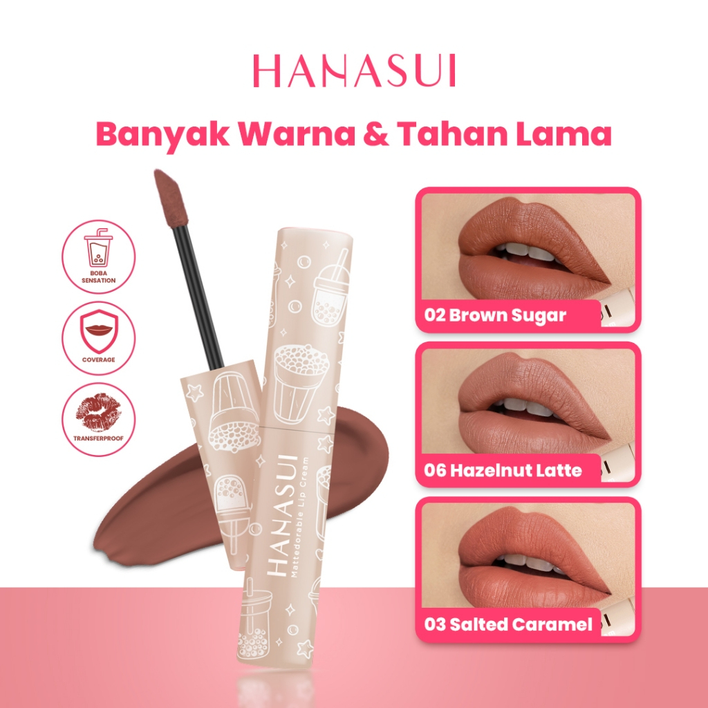 BPOM Hanasui Boba Edition Lipstick Liquid Lip Cream Double Moisturizing Pigmented No Transfer No ...