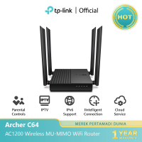 Router Wi-Fi 5 Gigabit Dual-Band TP-Link Archer C64 AC1200 4× Antena MU-MIMO Wave2 WPA3 IPv6 Mendukung IPTV Router WiFi Nirkabel TP LINK