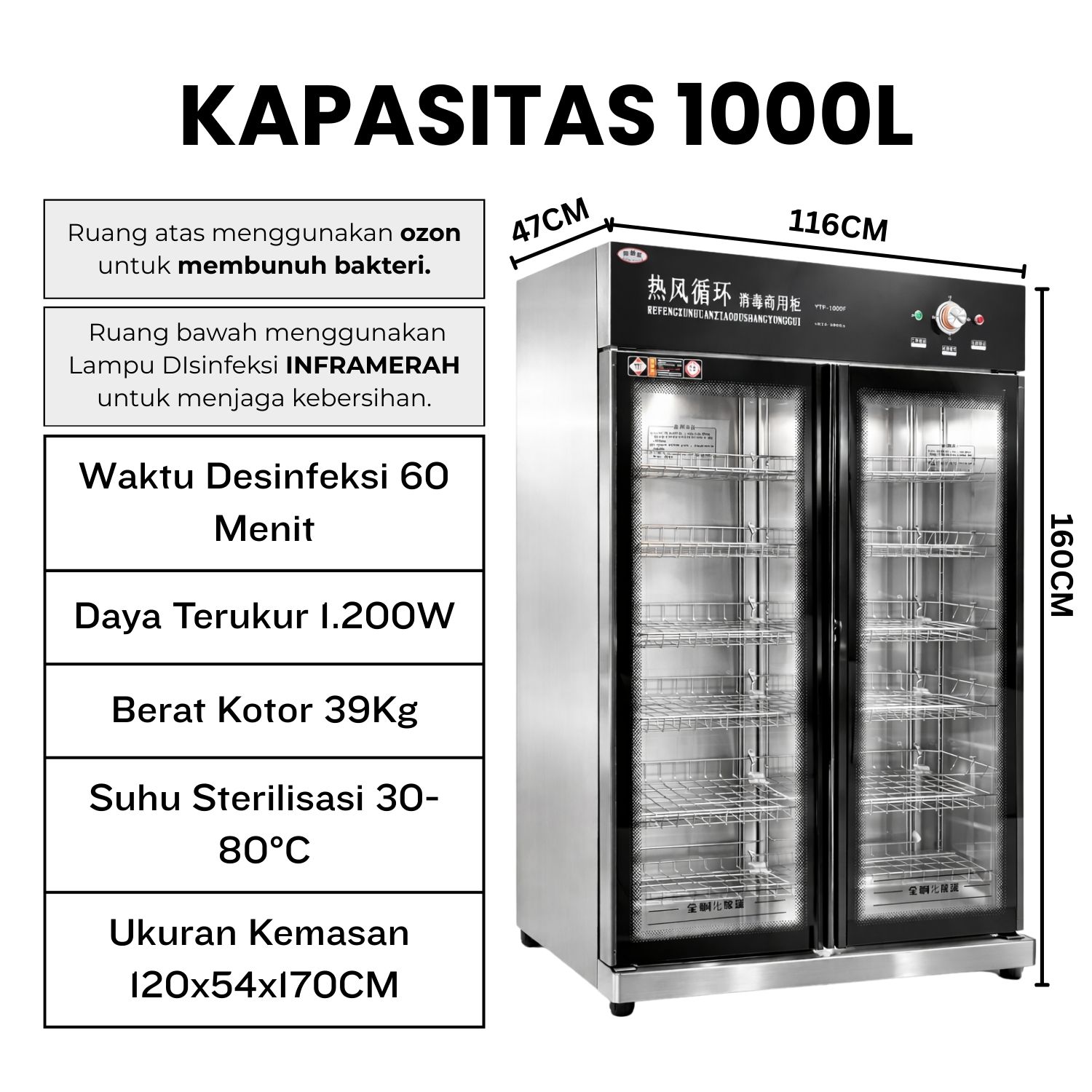 [Kapasitas Besar] Xiaoniu Lemari Disinfektan Sterilisasi Peralatan Makan Teknologi Ozon Inframerah