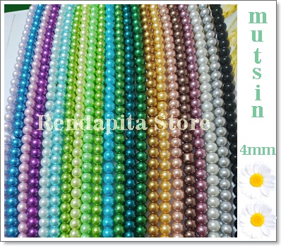 Mutiara Sintetis Berat 4mm Per Renteng/Mutsin/Mote Renteng Bahan Kerajinan DIY Craft Prakarya Payet Baju Kebaya