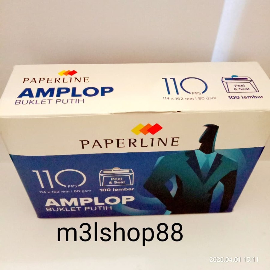 amplop 110 putih polos paperline - 1 dus