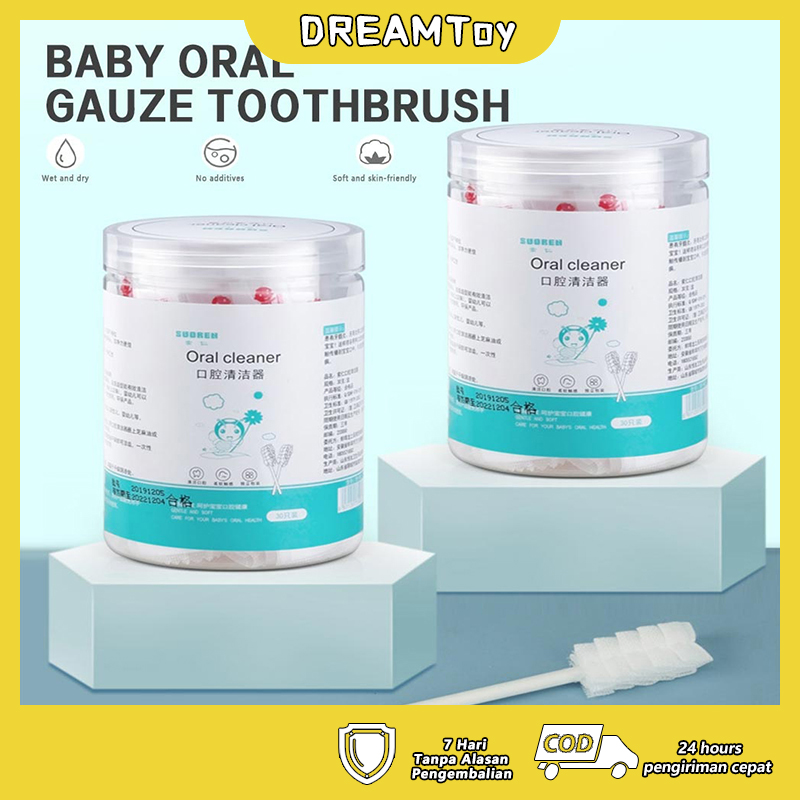 DREAMToy Pembersih Lidah Bayi Kassa Pembersih Mulut Bayi Baby Mouth Cleaner Baby Oral Cleaner Kapas Batang Untuk Bayi 0-3 Tahun(Isi 30)