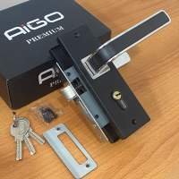 1 SET KUNCI PINTU RUMAH UKURAN KECIL 16CM HITAM DOFF MINIMALIS AIGO PREMIUM / GAGANG PINTU HITAM