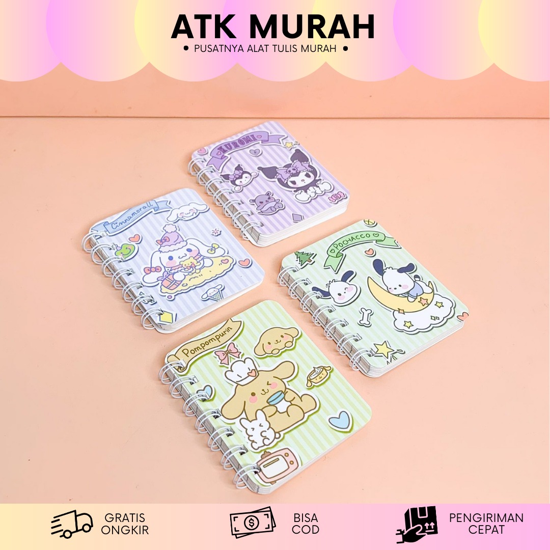 Sanrio buku binder spiral a7 termurah bagus lucu imut kado unik cinamoroll mleody kuromi