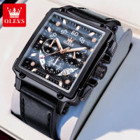 OLEVS Jam Tangan Pria Dewasa 2025 Keren Anti Air Orii Kulit Tahan Terbaru import Led Hitam Coklat Square Chronograph Sport Original Jam Tangan Cowok
