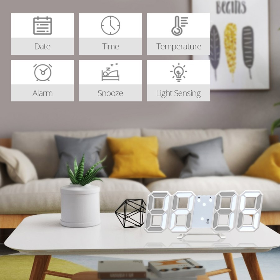 JAM DINDING DIGITAL LED/JAM MEJA-ALARM-SUHU/JAM 3D BESAR MODERN