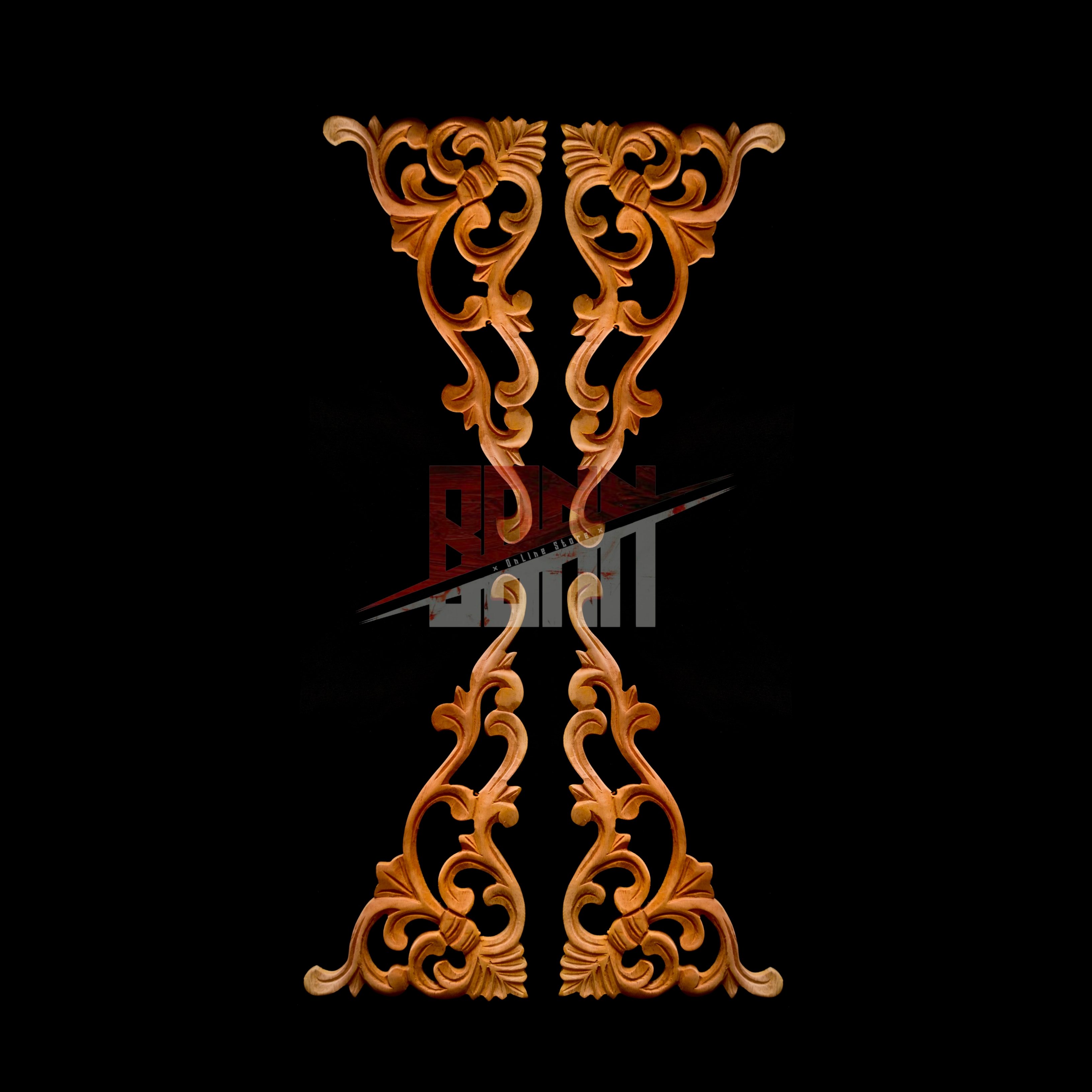 Ornamen Ukir Sudut Bahan Mahoni Asli Jepara - Ukir Kayu Model Sudut - Ornamen Ukir Model Sudut