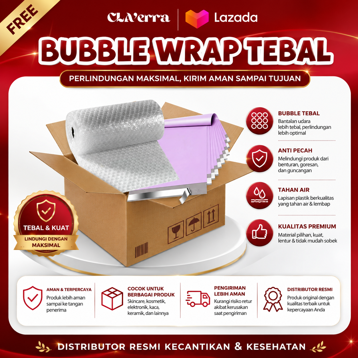 100% GRATIS | Packing Bubble Wrap Tambahan & Plastik Anti Air Tahan Bocor
