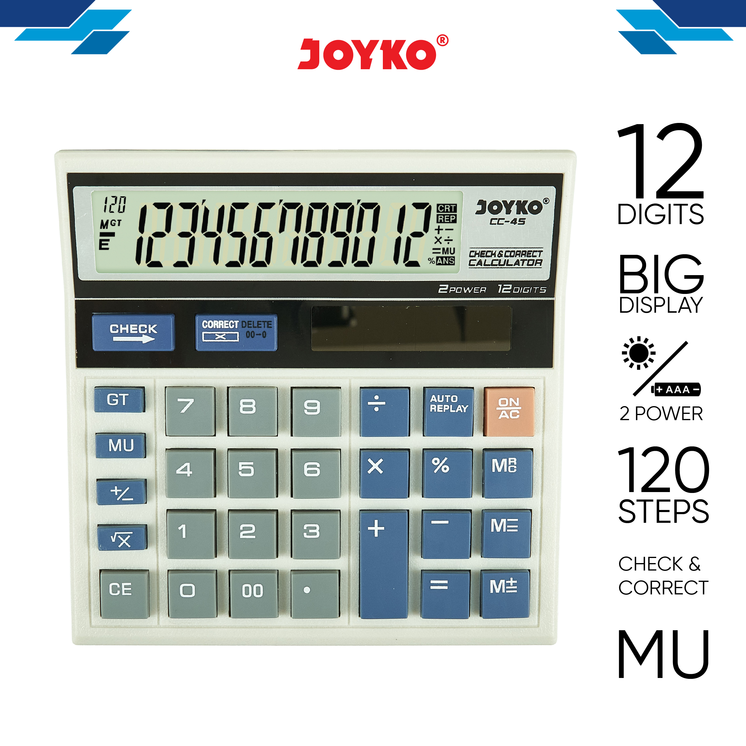JOYKO Calculator Kalkulator CC-45 12 Digits Check & Correct