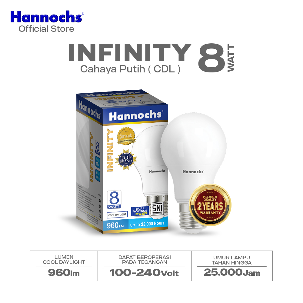 Hannochs Lampu Bohlam LED Infinity 8W Cahaya Putih