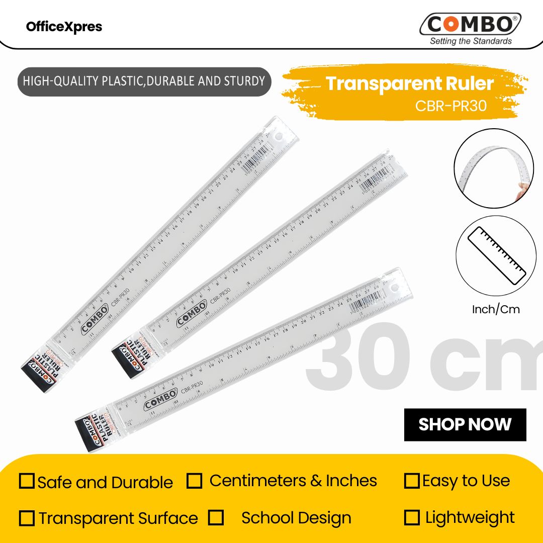 Penggaris Plastik 30 CM / Rol Plastik / Mistar Plastic Combo