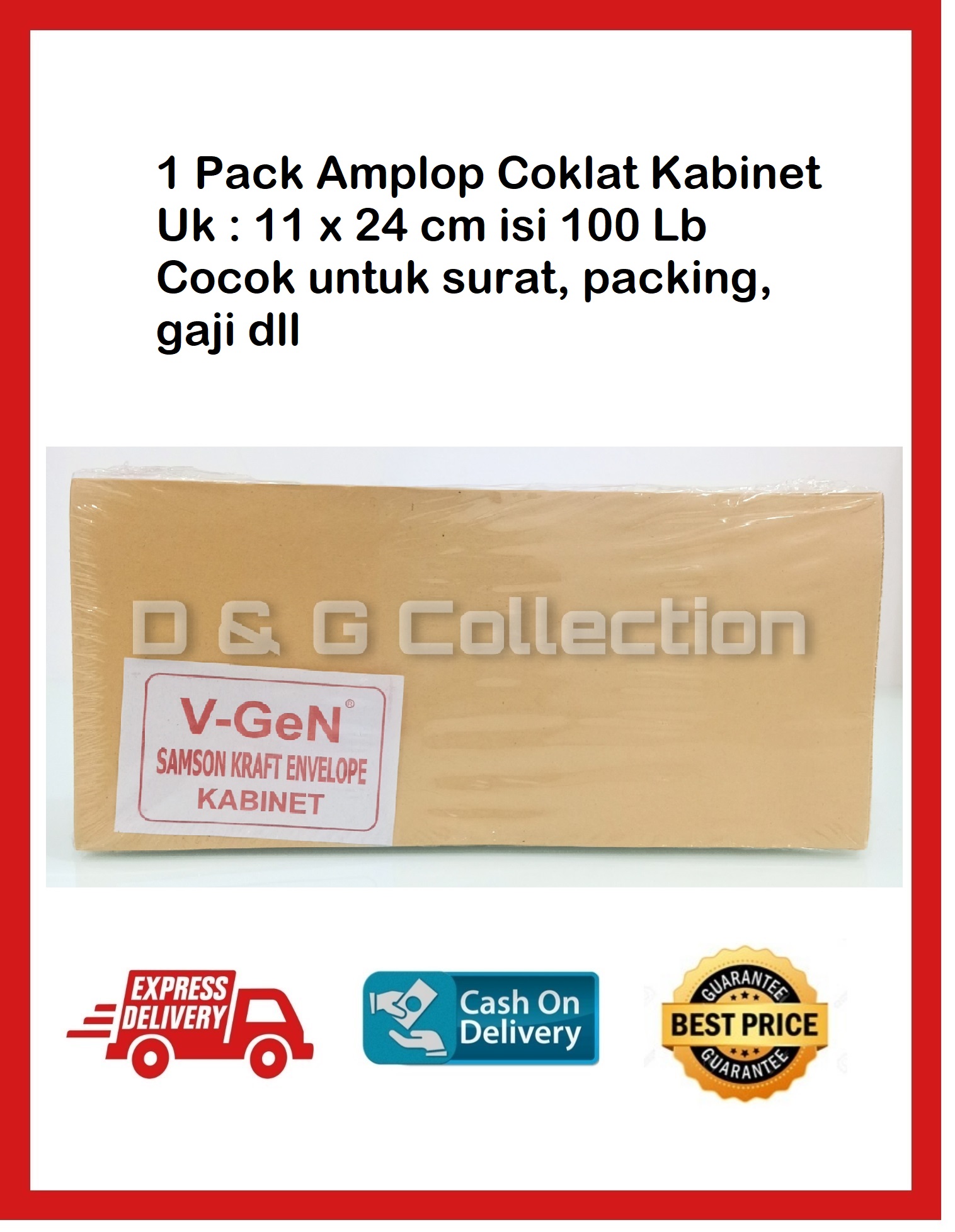 AMPLOP COKLAT UKURAN KABINET 11 X 24CM/ AMPLOP COKLAT SAMSON KABINET / AMPLOP GAJI