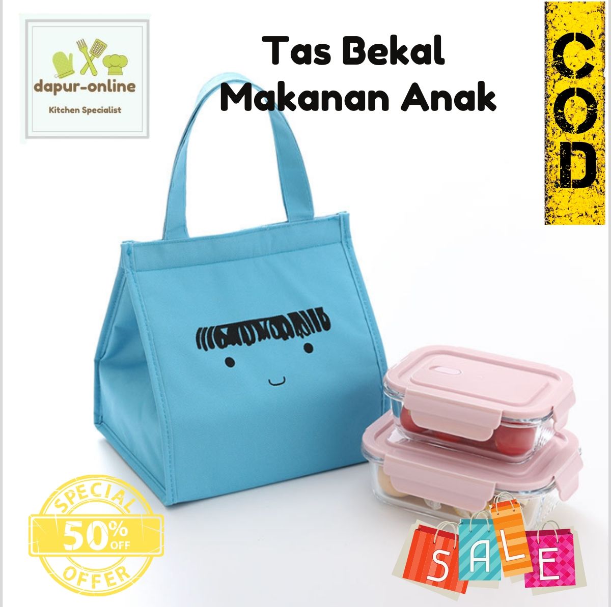 Tas Bekal Makanan Iconic Insulated Lunch Bag Cooler KARTUN HEWAN -Tas Bekal Anak tas bekal makanan iconic insulated lunch bag cooler kartun hewan -tas bekal anak