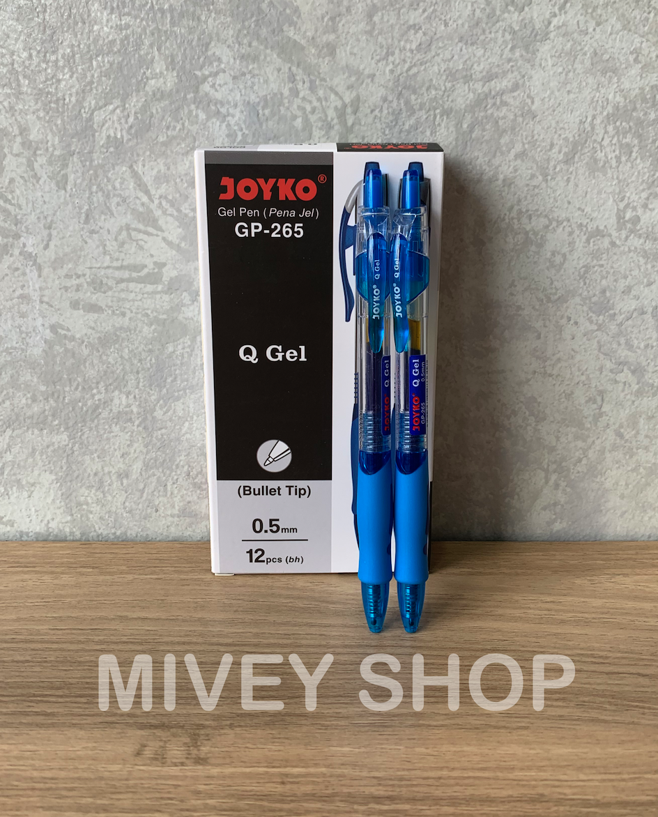 12 Pcs Pulpen Joyko Gel Pen GP-265 (Q Gel) 05mm Biru