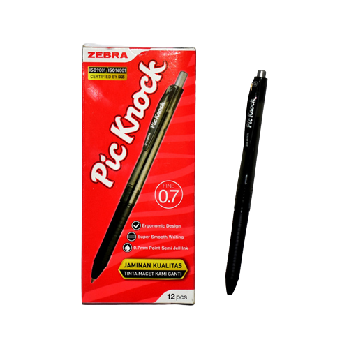 BOLPEN PICCOLO KNOCK ZEBRA 0.7 BLACK ISI 12 PER PACK