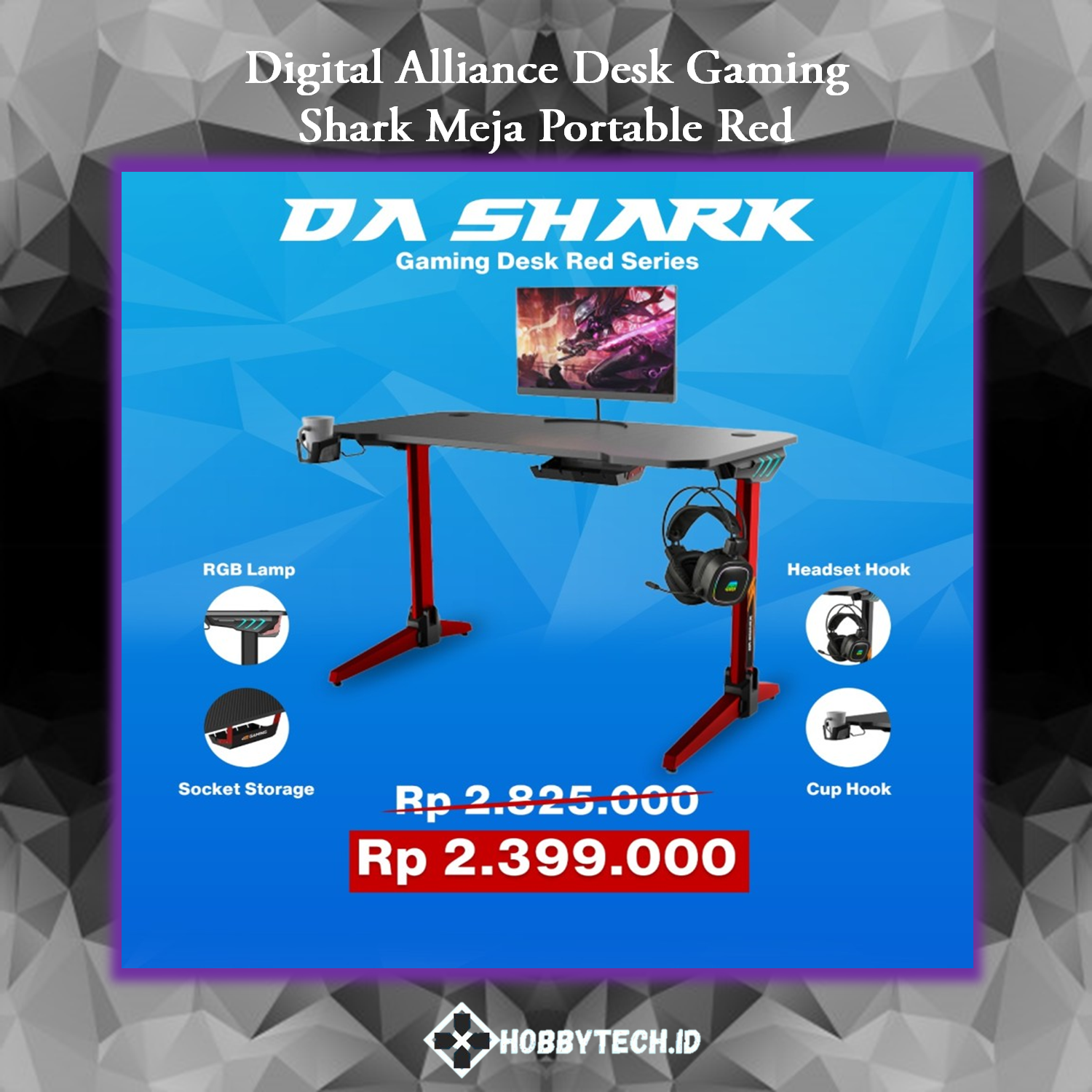 Digital Alliance Gaming Desk SHARK Meja Portable Red