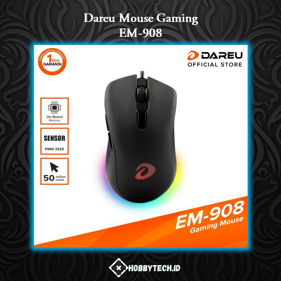 DAREU EM-908 - PMW 3325 Sensor Gaming Mouse - Macro