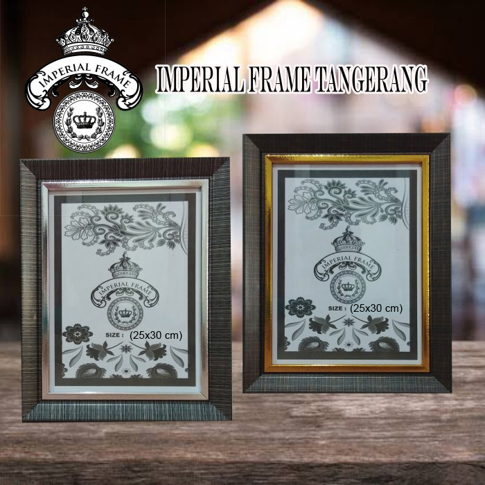 Bingkai Figura Frame Foto 12R (25X30 CM) Ukir Cokelat Gold/Cokelat Silver