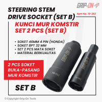 Grip-On Steering Stem 2 Pcs Drive Socket (Set B) Kunci Mur Komstir Set 2 Pcs Treker Komstir Motor Honda