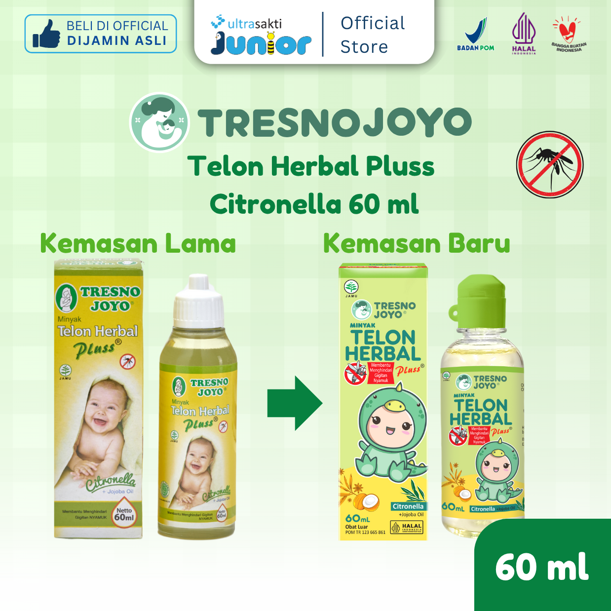 TRESNO JOYO TELON HERBAL PLUSS CITRONELLA 60 ML - Minyak Telon