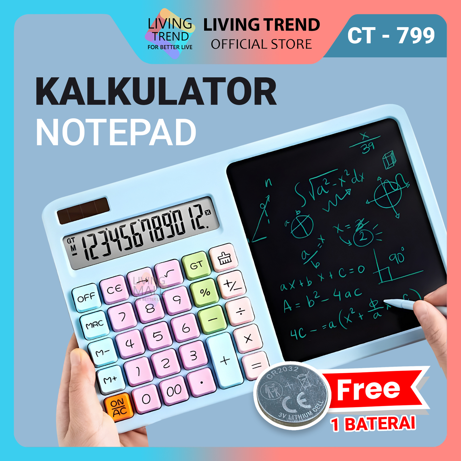 Kalkulator 2in1 CT-799 Menghitung dan Menulis Calculation With Notepad