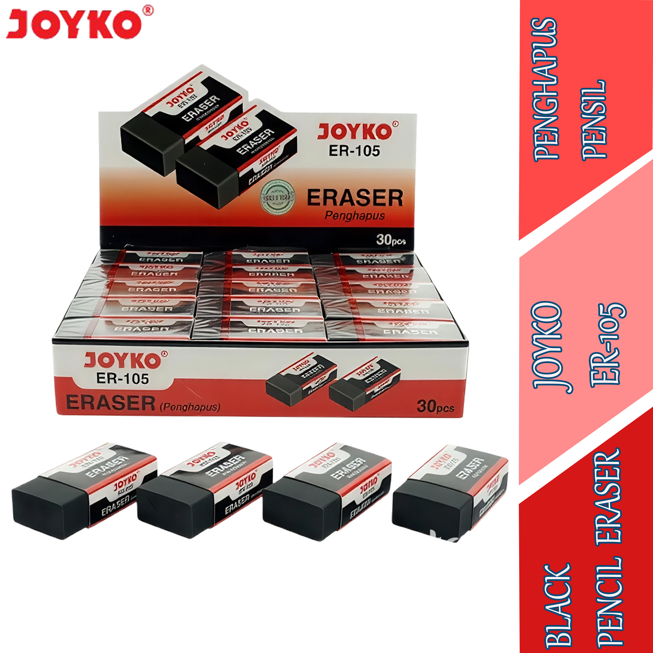 Black Pencil Eraser - Joyko - Penghapus Pensil - ER-105