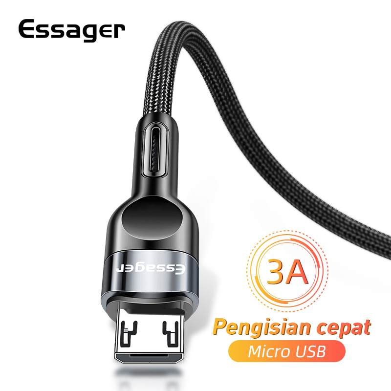 Essager Micro USB Kabel 3A Cepat Pengisian Charger Micro USB Kabel Kawat untuk Samsung Xiaomi Redmi Android Mobile Phone Data Kabel 2M kabel charger magnetic micro usb-1 m cepat magnetis pengisian daya mikro usb magnet kabel charger kain type c kabel data untuk xiaomi samsung huawei redmi oppo vivo