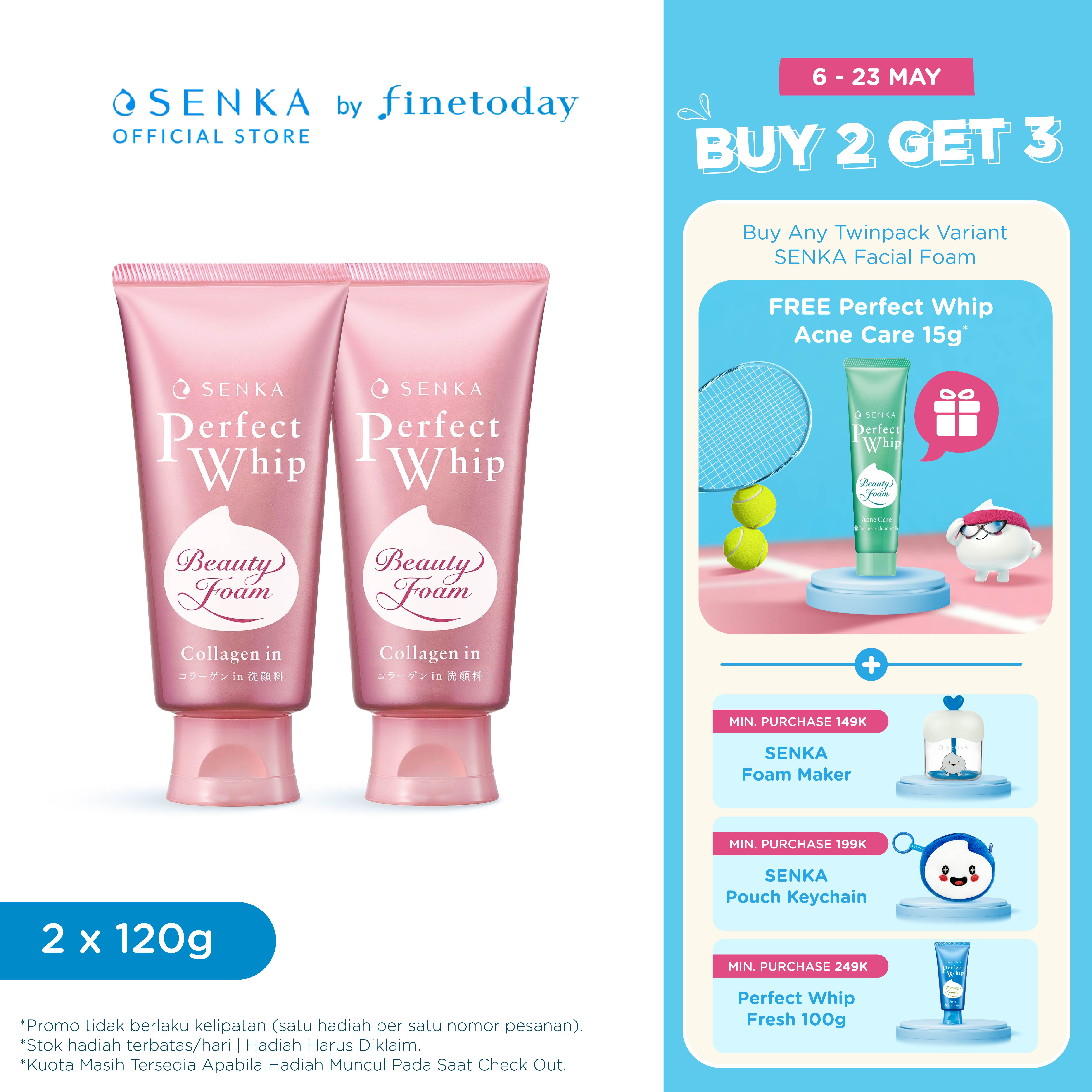 [TWINPACK] SENKA Perfect Whip Collagen-in 120gr [BUY 2 GET 3 Hadiah Terbatas/Hari]
