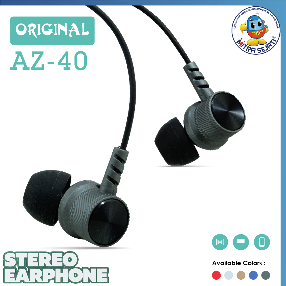 Handsfree Stereo Bass AZ-40 Jack 3.5mm Earphone Headset Headphone-AHFUNIAZ40SB