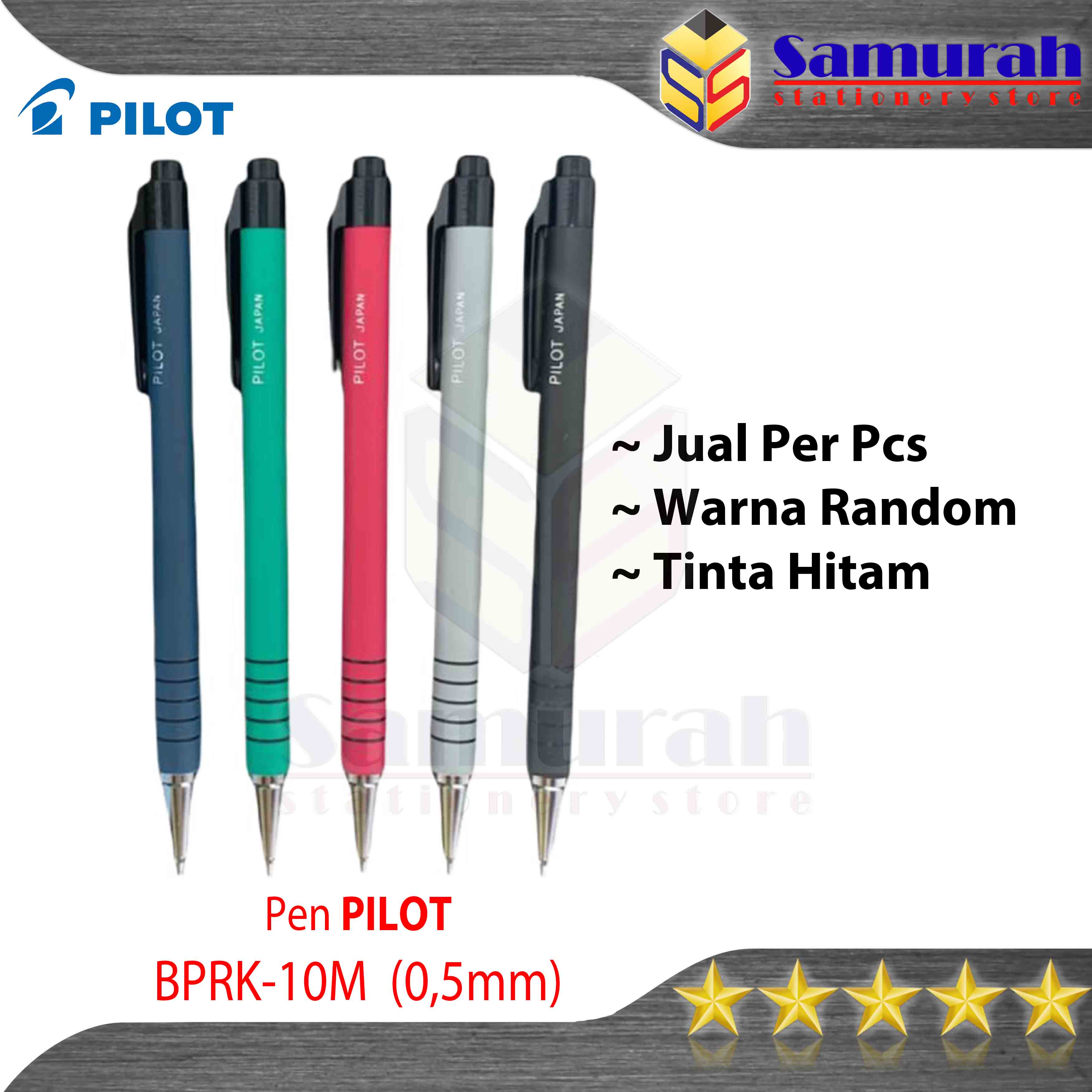 Ballpoint Pilot BPRK-10M 0.7 mm / Pulpen Super BPRK Satuan / Pen Cetek Body Karet Pcs