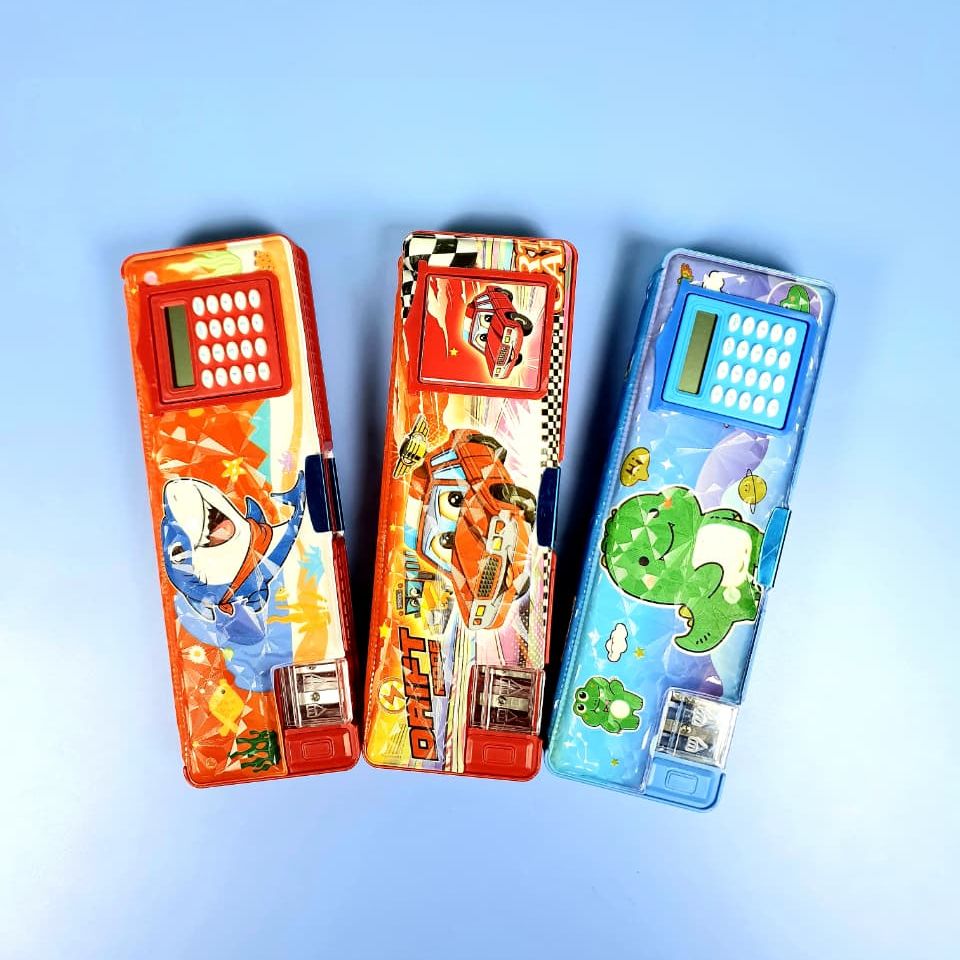 Harga Grosir ( 1pcs ) Kotak pensil Motif + Kalkulator Dan Serutan Pensil PC-SQ7806 | PC-SQ7816