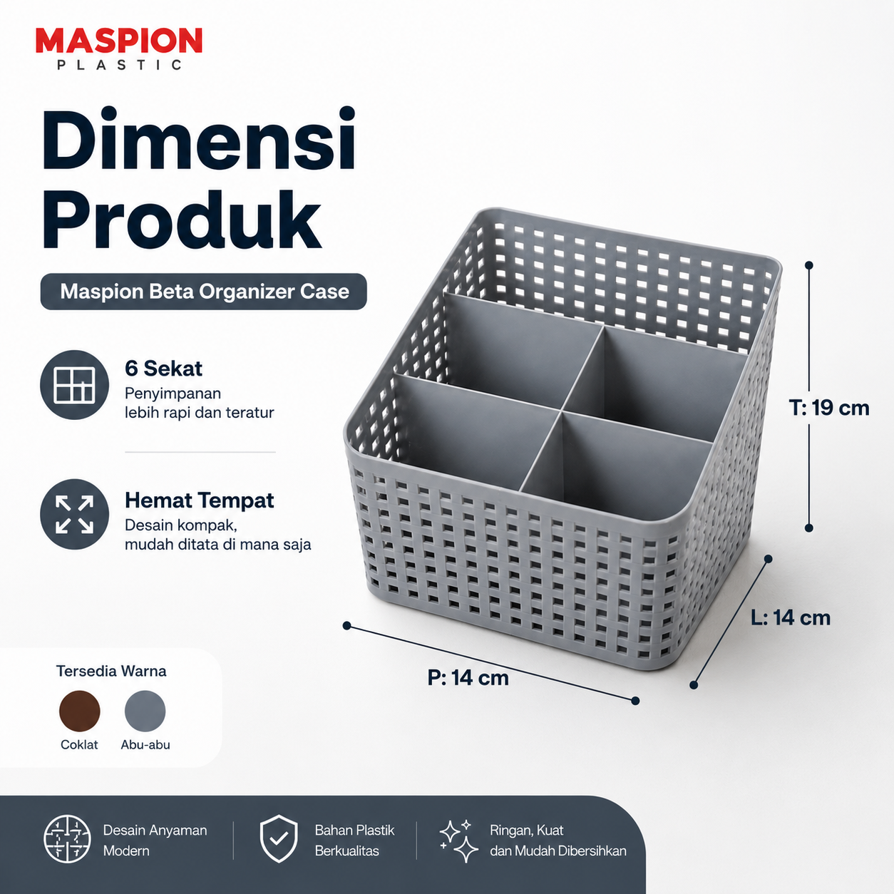 Maspion Rak Alfa Beta Organizer Case Tempat Alat Tulis 4 & 5 Sekat Plastik - TD