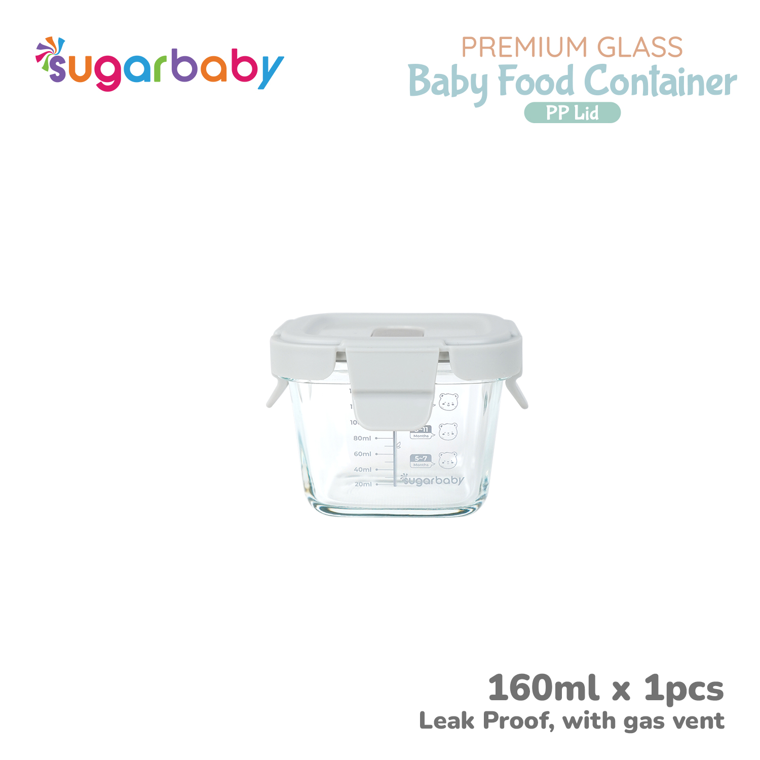 Sugar Baby Premium Glass Jar Baby Food Container 3 pcs BPA FREE / Peralatan Makan Bayi MPASI / Wadah Mangkok Bayi Silicone Lid & Plastic Lid