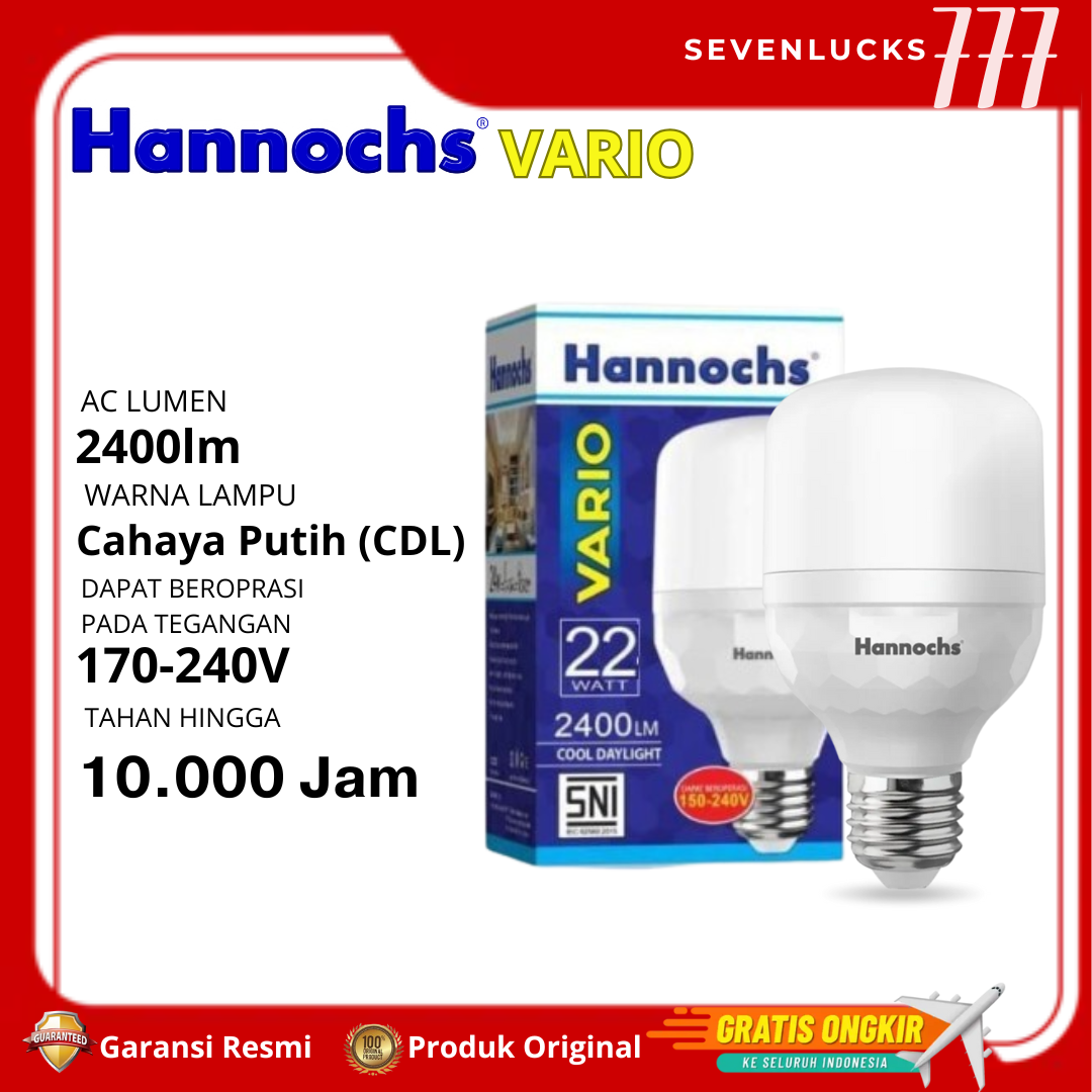 Bohlam Lampu LED Cool Daylight HANNOCHS VARIO 100WATT Cahaya Putih Hemat Energi - GARANSI REMSI